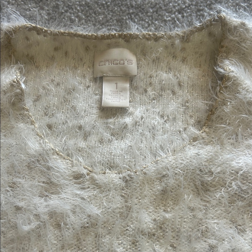 Chico's Soft Cream Fuzzy Sweater